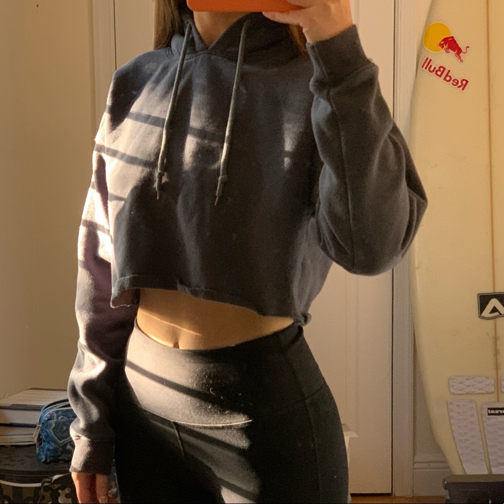 Princess polly grey blue cropped hoodie